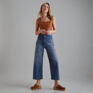 Anthropologie Pilcro Skipper Wide Leg Jeans Denim High Rise Sz 27